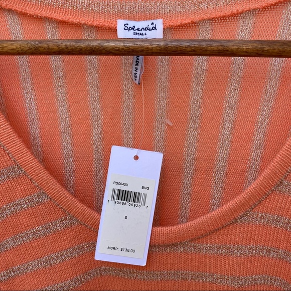 🍄3 for$25 Splendid | Orange & Silver Knit Top - Picture 3 of 4